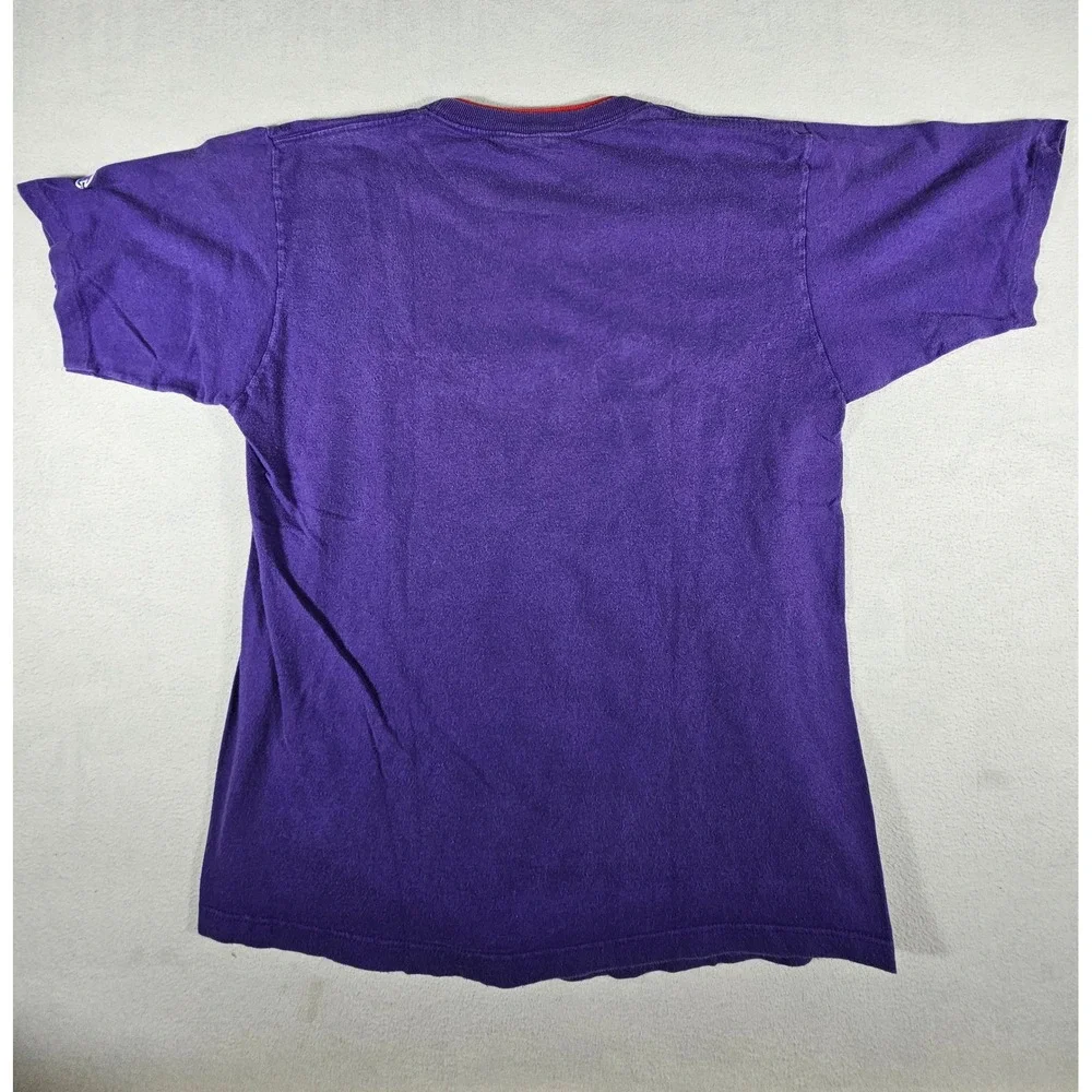 Vintage Champion T Shirt Mens Large Purple Red Script Logo Made in USA 90s - Picture 9 of 10